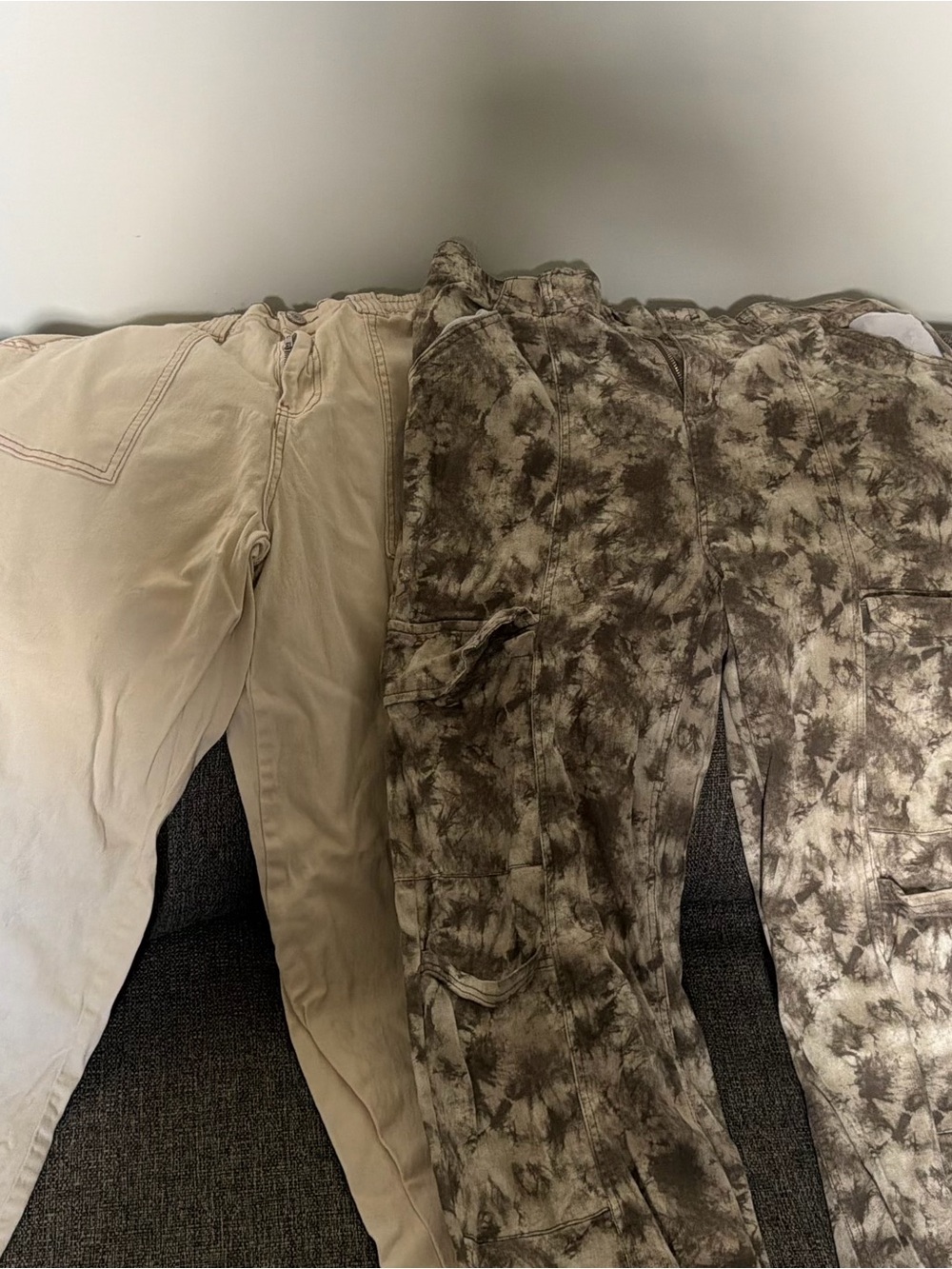 Cargo Pants Joggers - Brown Tie-Dye & Cream